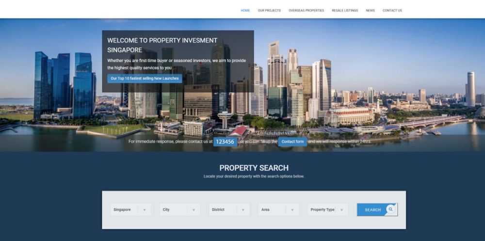 homepage of real estate website